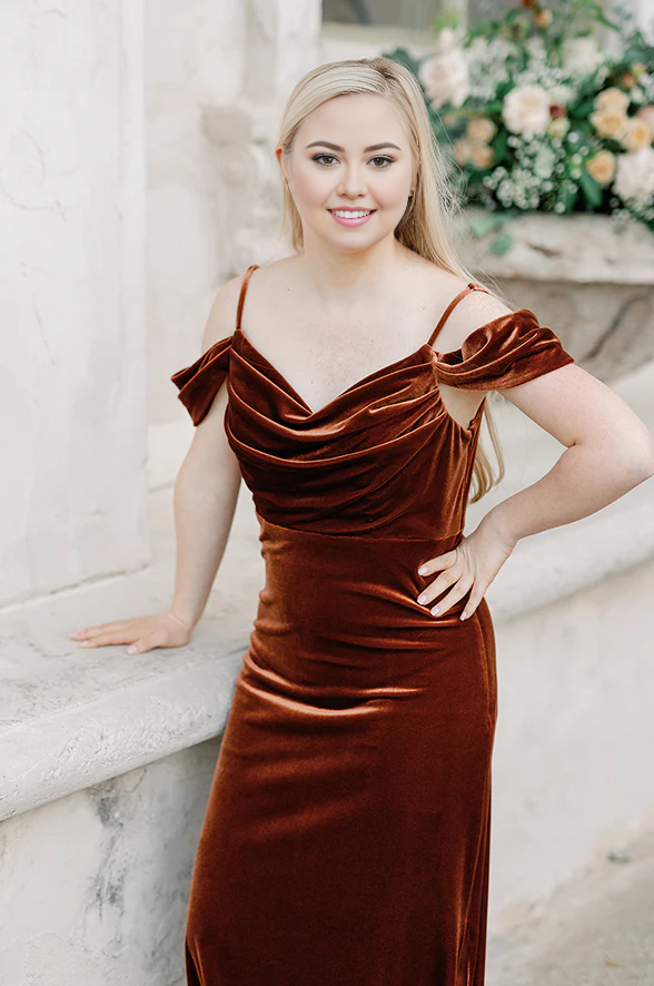 omberprom Elegant Velvet Dress Ruched Formal Dress for Wedding Guest Evening Dress