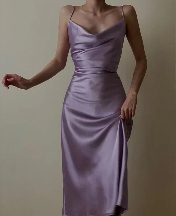 omberprom Elegant Dress For Formal Spaghetti Straps Purple Evening Dresses Satin Prom Dresses