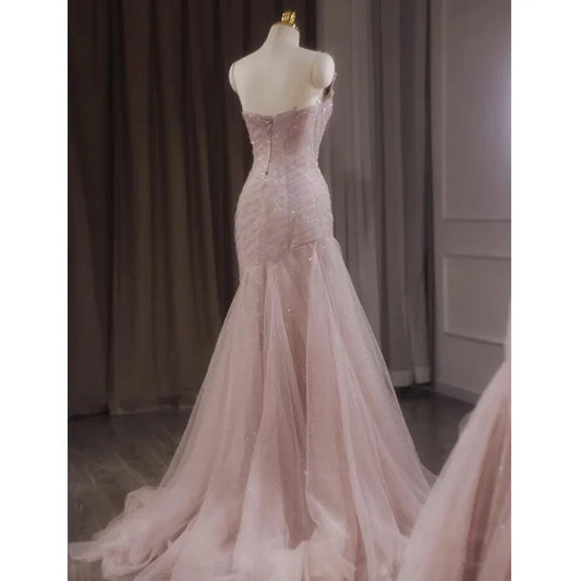 omberprom Elegant Dresses Gowns Evening Dresses Pink Shiny Tulle Mermaid Prom Dress Fairy Formal Evening Dress