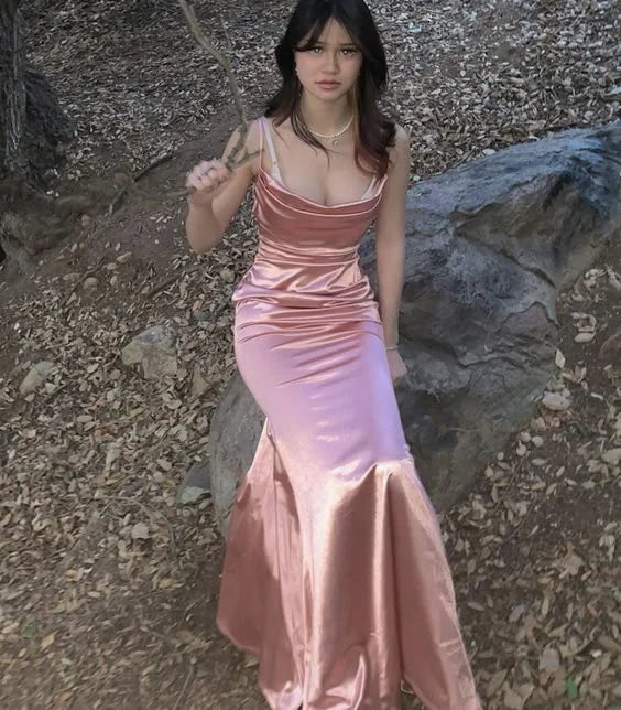 omberprom Elegant Spaghetti Straps Pink Mermaid Prom Dress Evening Party Gown Formal Women's Dresses