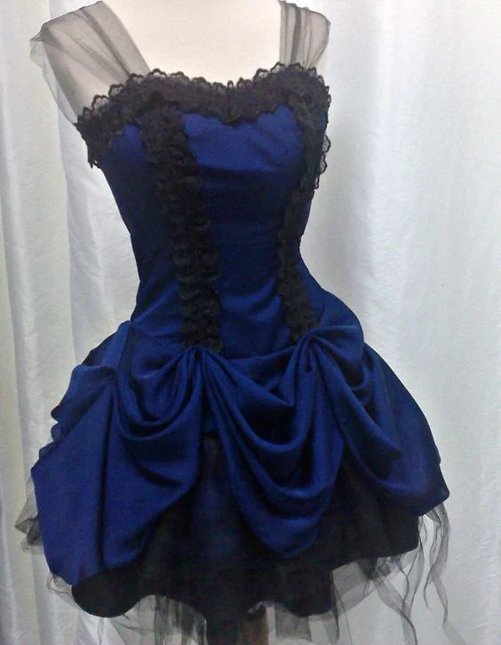 omberprom Elegant Prom Dresses Royal Blue A Line Short Prom Dress Vintage Lace Party Dress Formal Women's Dresses