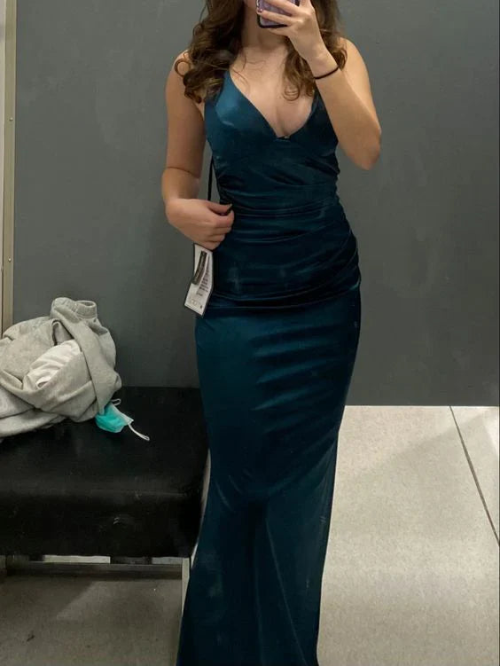 omberprom Elegant Formal Dresses V Neck Sheath Long Prom Dress Evening Party Dress