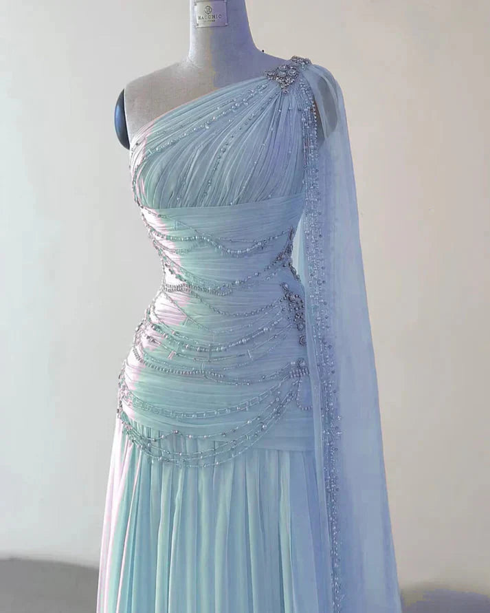 A Line One Shoulder Pink Chiffon Prom Gowns Prom Dresses (For Sue Nardi)