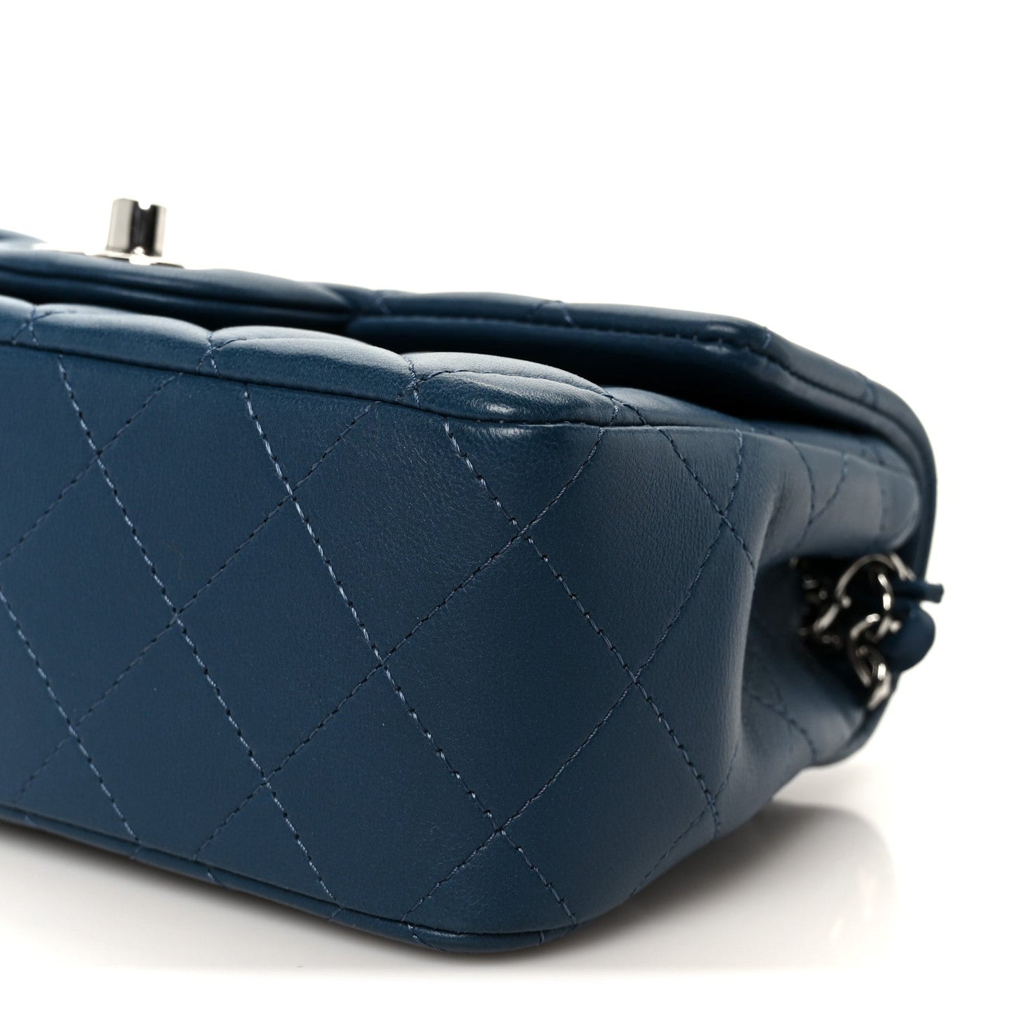 Lambskin Quilted Mini Rectangular Flap Blue