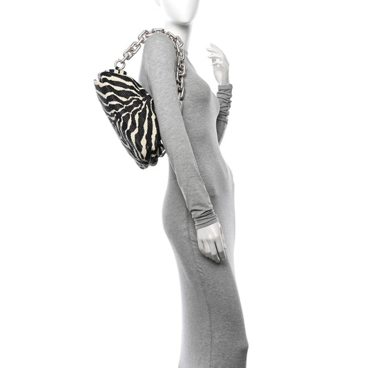 Nappa Zebra Print The Pouch Chain White Black