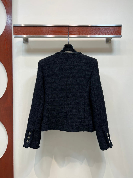 CC 25 Round-Neck Black Tweed Jacket 304703