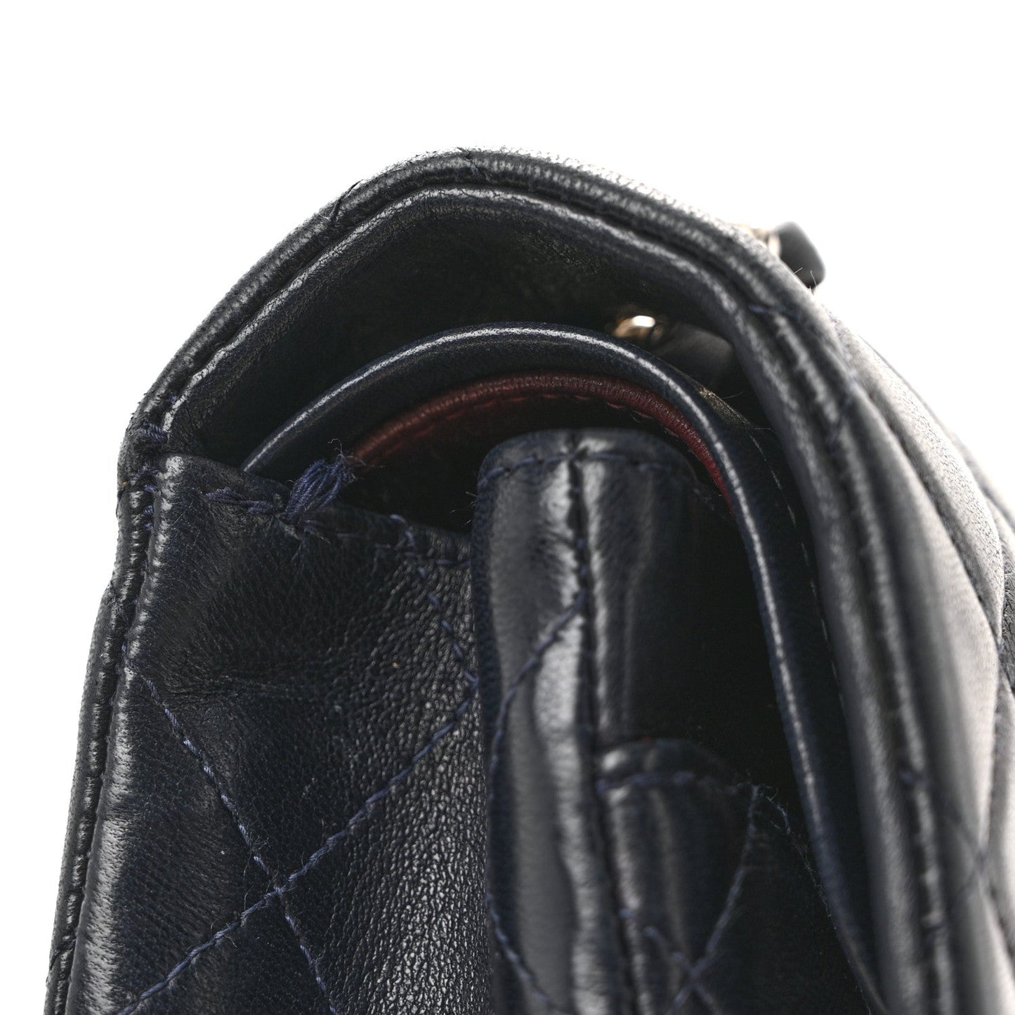 Lambskin Quilted Small Double Flap Navy