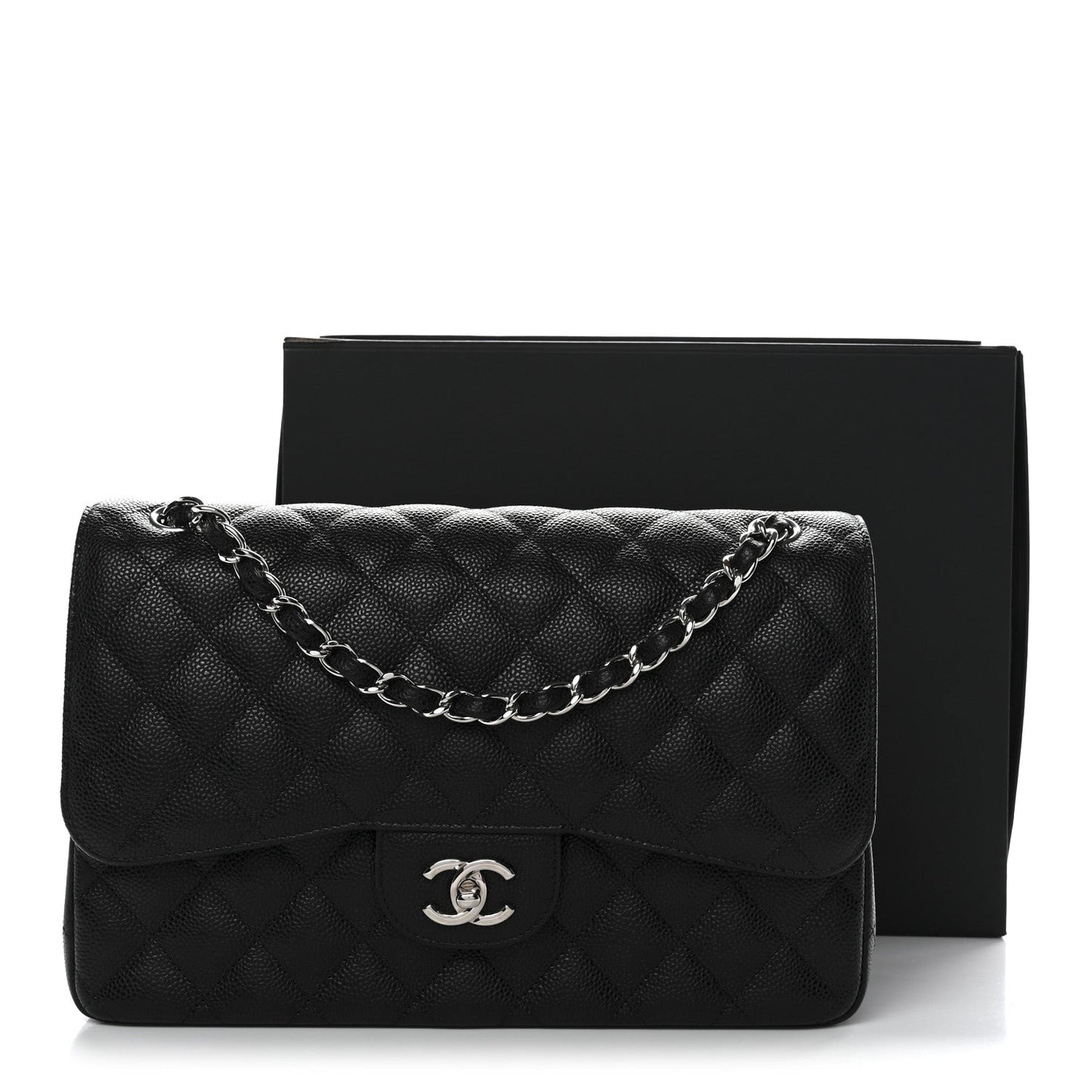 Caviar Quilted Jumbo Double Flap Black