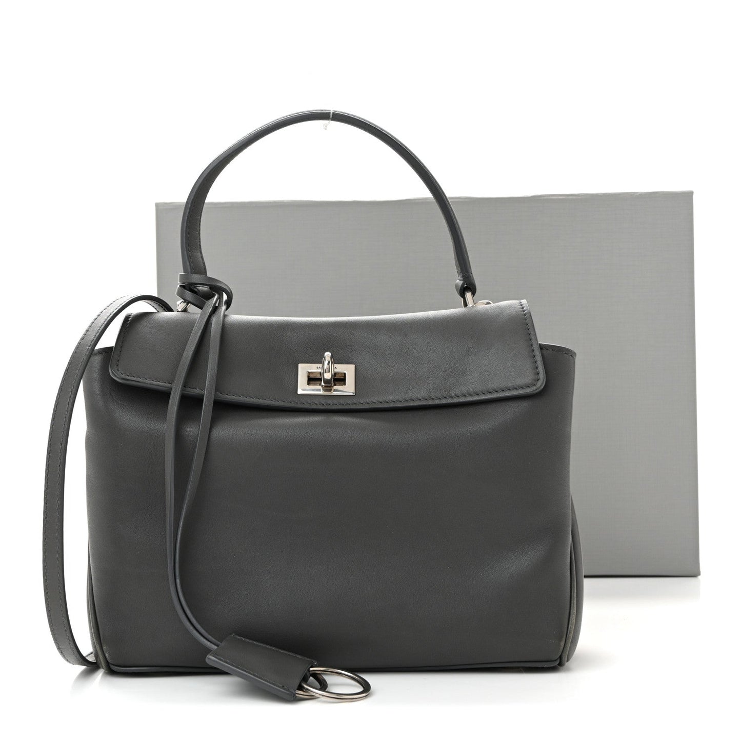 Natural Smooth Calfskin Mini Rodeo Top Handle Handbag Grey