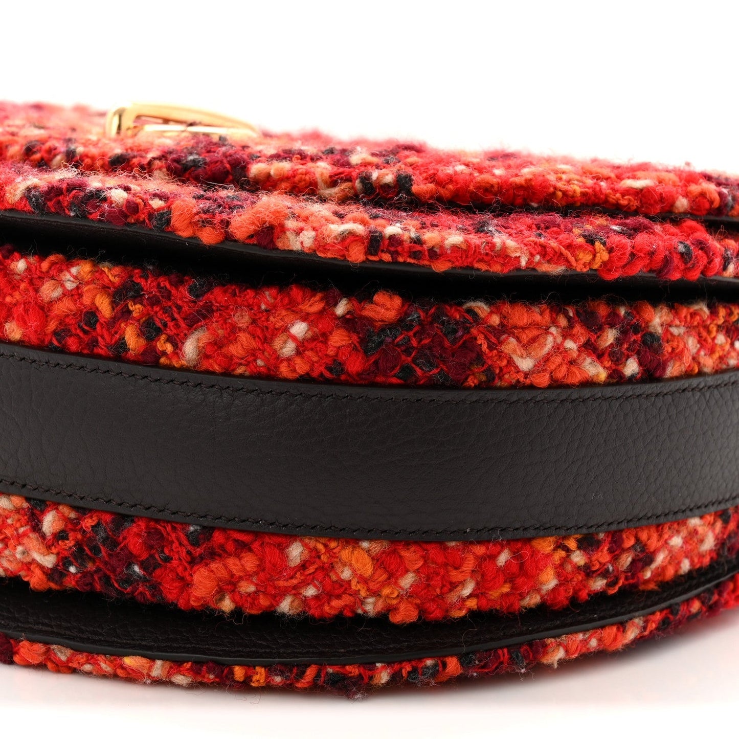 Tweed Check Medium Rocking Horse Crossbody Red Black