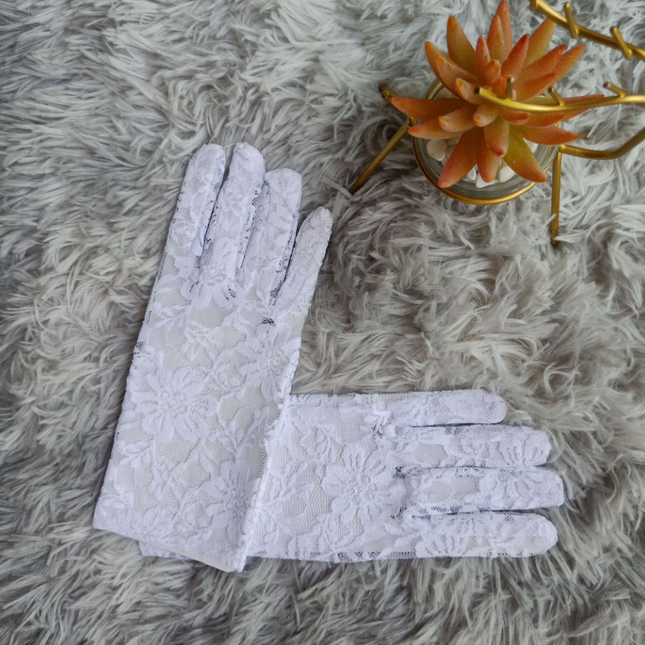 Bridal wedding gloves sun protection short lace full finger thin gloves performance gloves S6251
