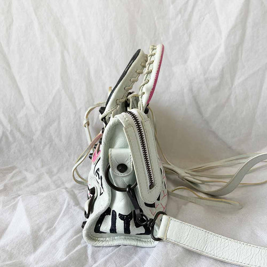 Balenciaga Classic City mini graffiti-printed leather bag