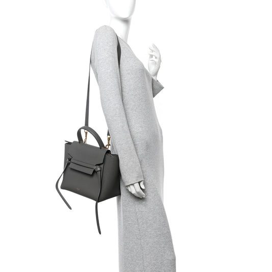 Baby Grained Calfskin Micro Belt Bag Grey