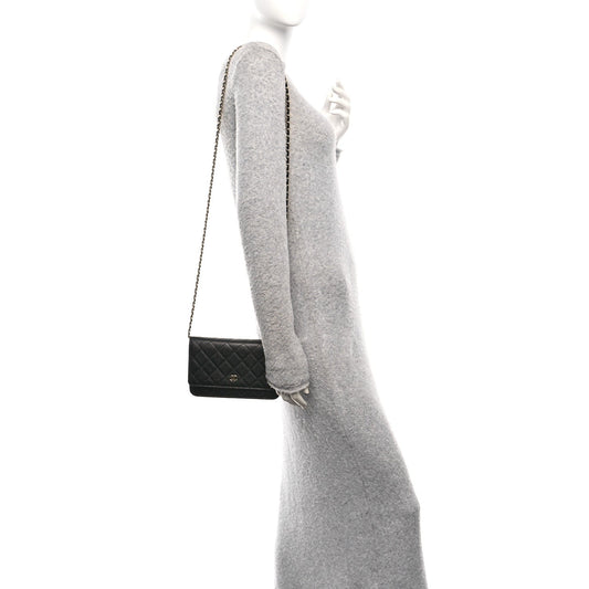Caviar Quilted Wallet On Chain WOC Black