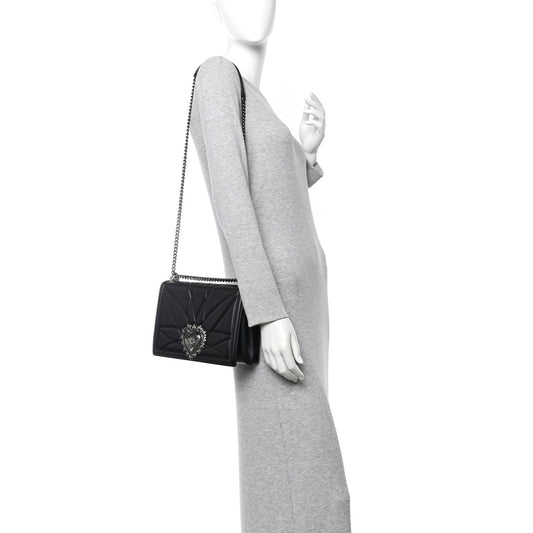 Calfskin Large Devotion Crossbody Bag Black