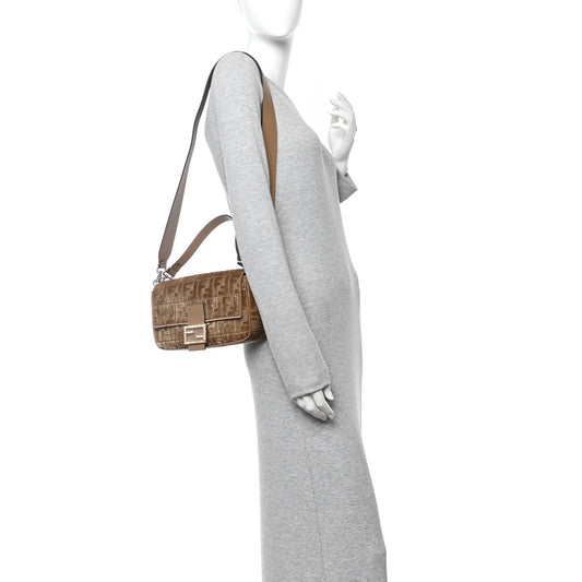 Velvet Jacquard Crystal FF Baguette Cappuccino