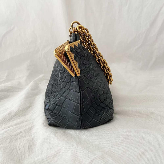 Bottega Veneta Vendome Sable Ardoise Crocodile Shoulder Bag