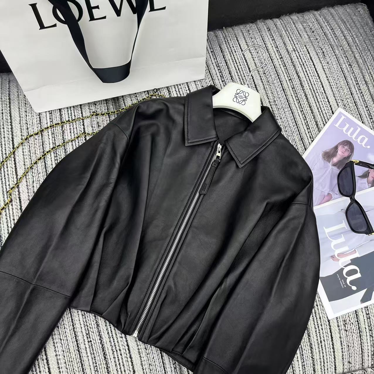 Loewe Draped Jacket Black Nappa Lambskin 348575