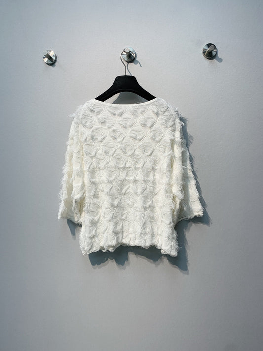 CC SS26 Feather-Trimmed Chiffon Top White Chiffon 350962