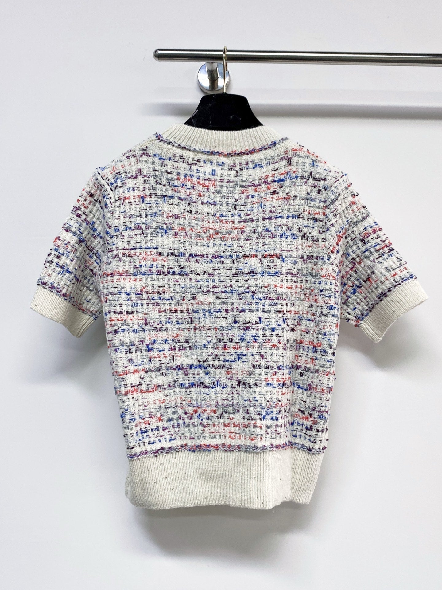 Chanel 2026 Short-Sleeve Shirt Blue and White Wool
