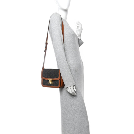 Triomphe Canvas Calfskin Medium Triomphe Bag Tan