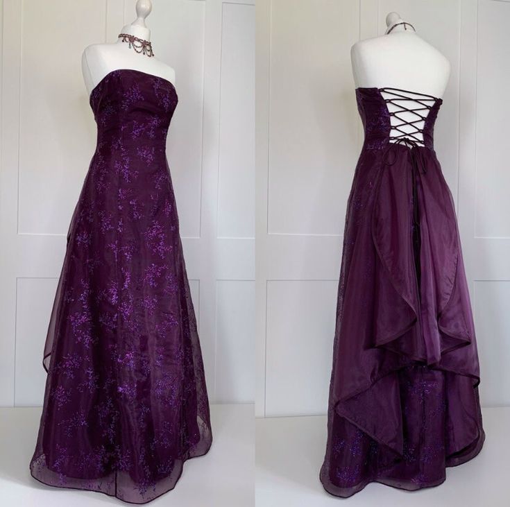 Chic Ball Gowns Strapless Grape Tulle Prom Dress Long Prom Dresses