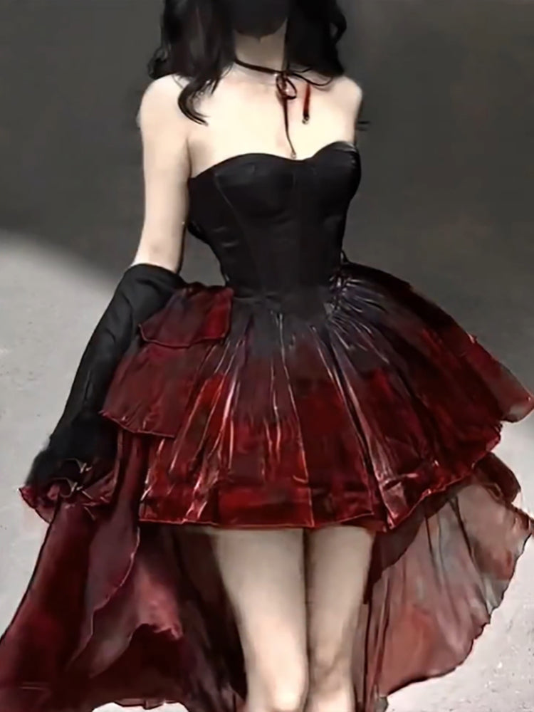 Chic Ball Gowns Sweetheart Burgundy Organza Prom Dress Birthday Dresses Birthday Outfits