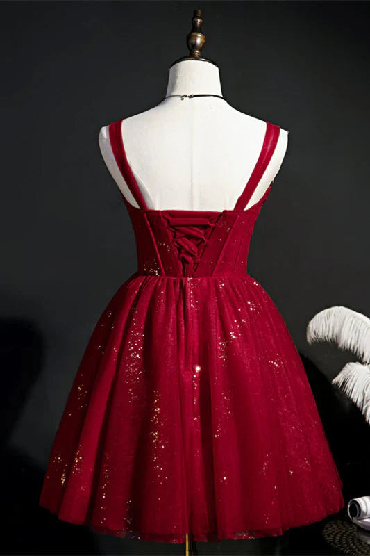A-line Short Red Homecoming Dress, AST1196