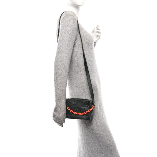 Calfskin Debossed Monogram Solar Ray Mini Soft Trunk Black