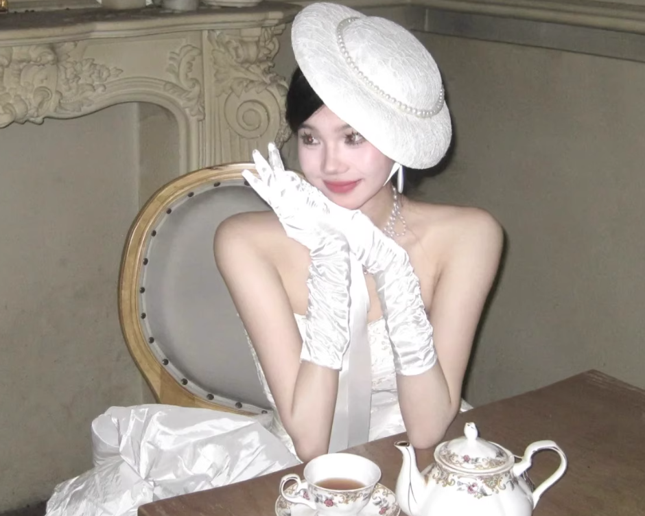 Gloves satin long white girls bride wedding dress birthday atmosphere S6232