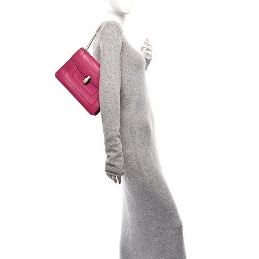 Calfskin Serpenti Forever Snake Strap Crossbody Bag Pink