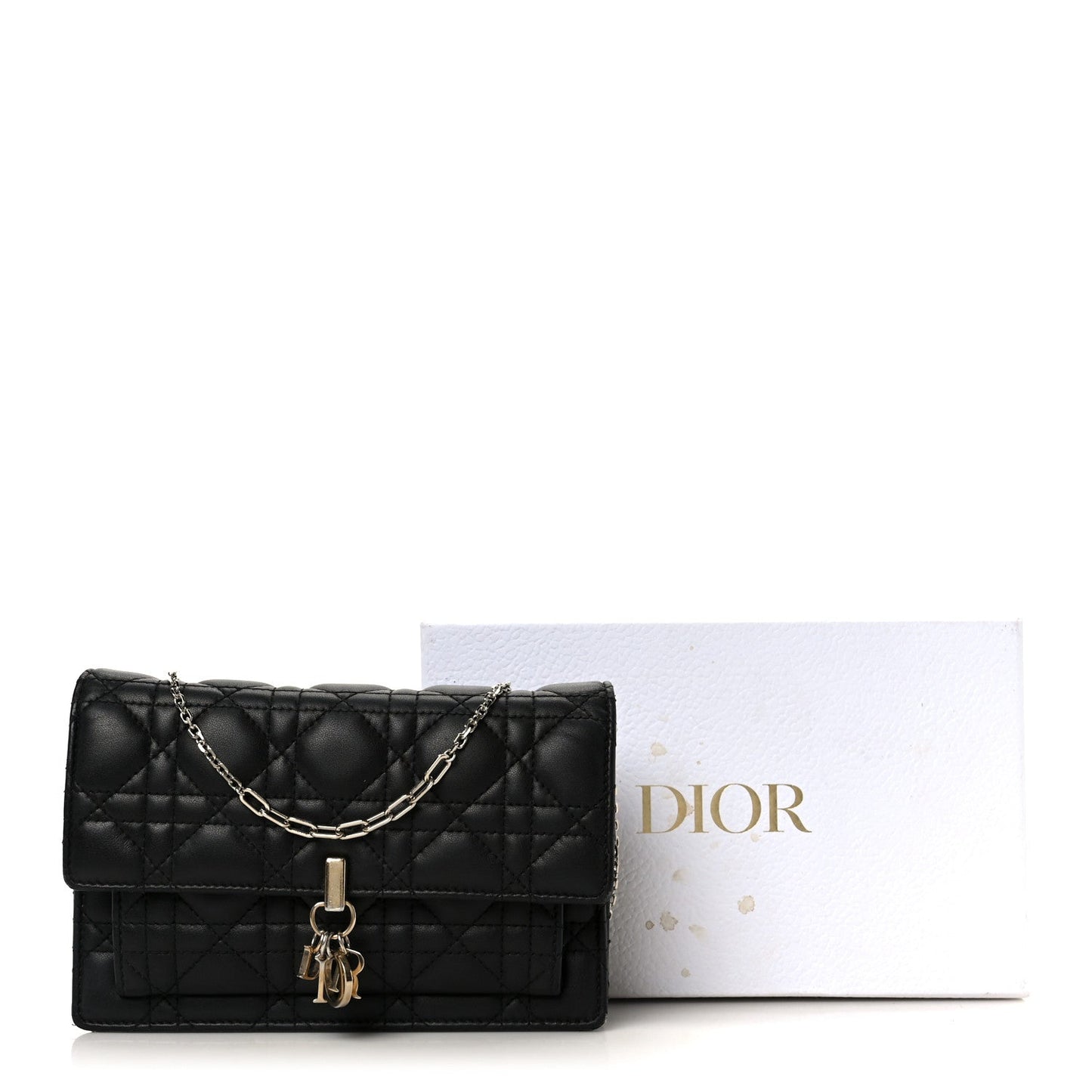 Lambskin Cannage Chain My Dior Daily Chain Pouch Black