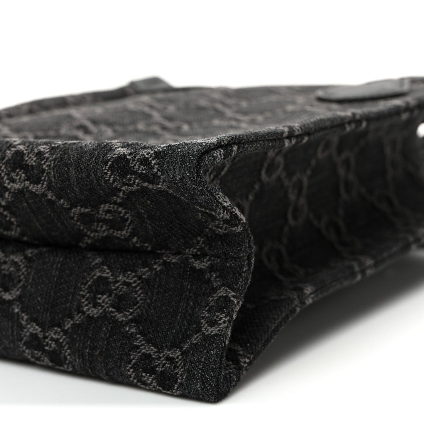 Denim GG Monogram Calfskin Mini Ophidia Tote Bag Black