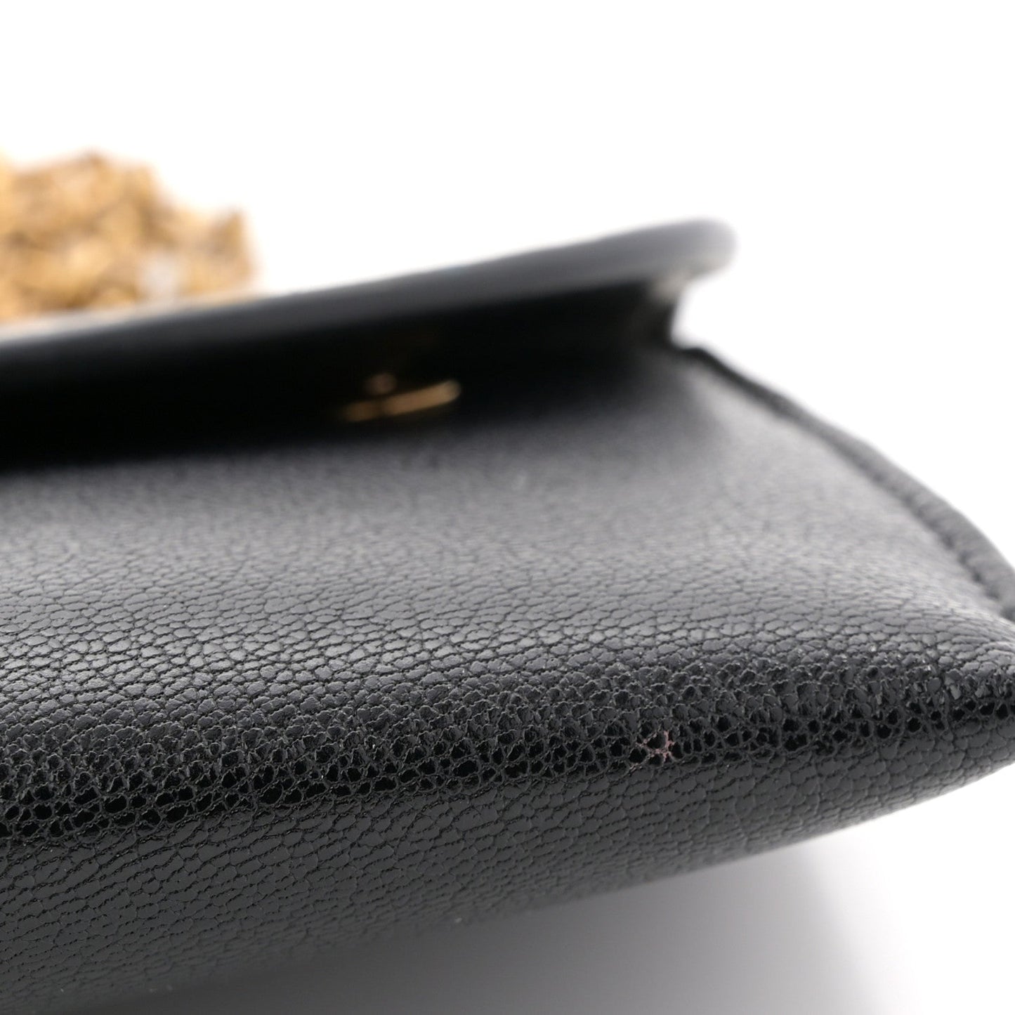 Goatskin Saddle Chain Wallet Pouch Black