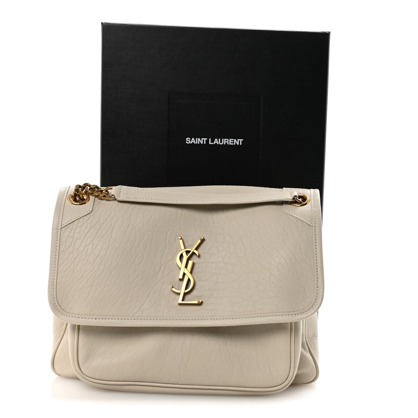 Grained Lambskin Monogram Medium Niki Chain Satchel Crema Soft