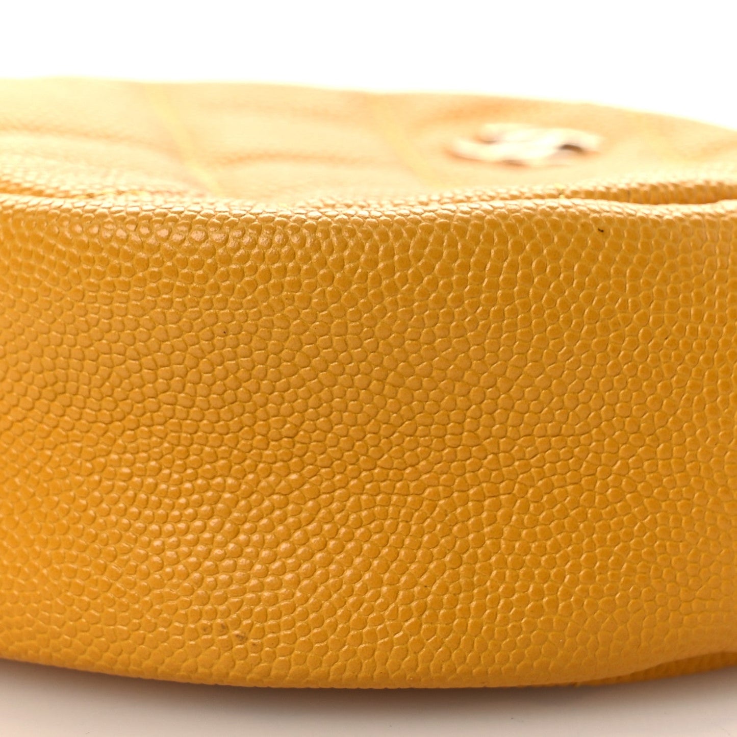 Caviar Quilted Round Clutch With Chain Yellow