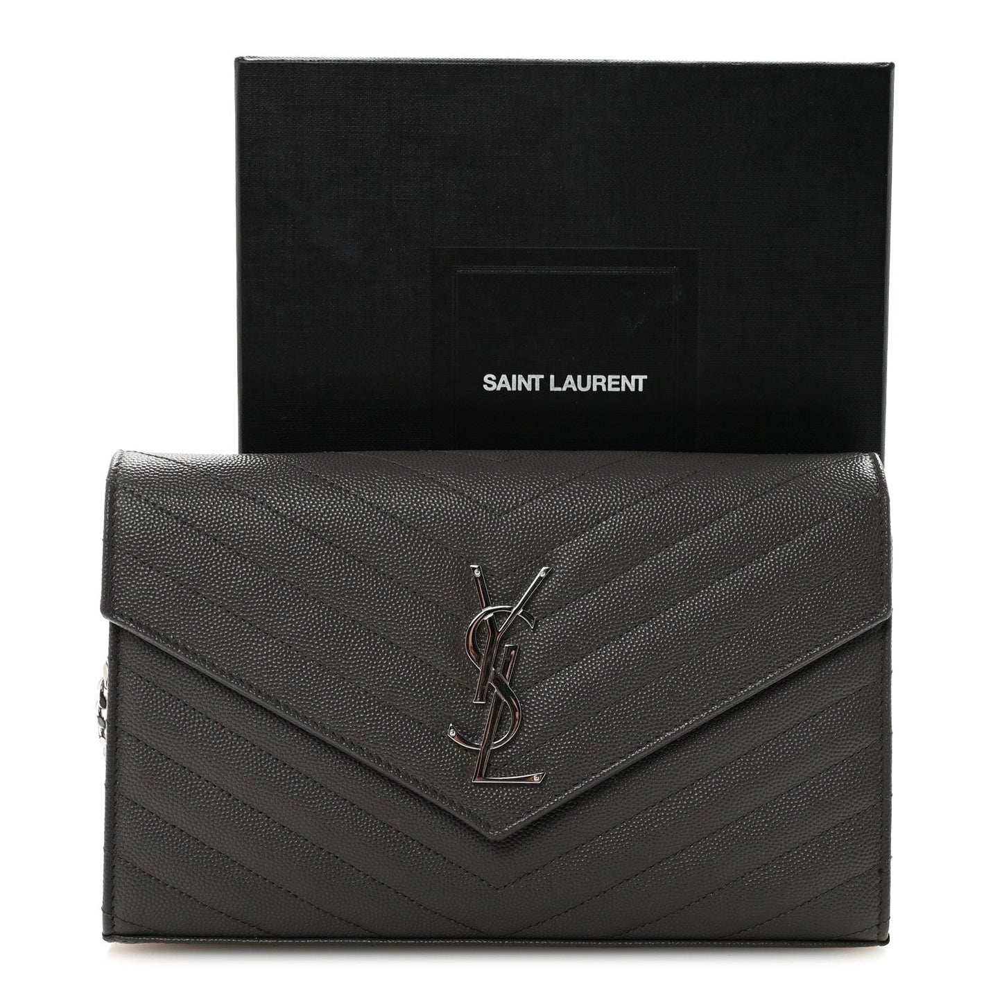Grain De Poudre Matelasse Chevron Monogram Chain Wallet Earth