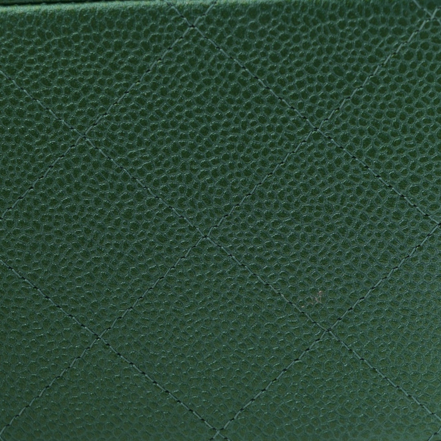 Metallic Caviar Quilted Jumbo Double Flap Green