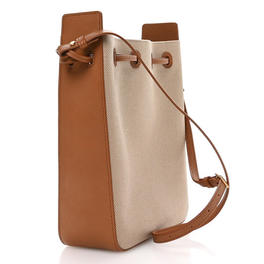 Canvas Calfskin Small Bucket Bag Desert Dust Brick