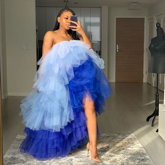 Ball Gown High Low Long Prom Dress fg53