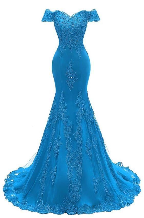 Womens V Neckline Mermaid Lace Long Prom Gown fg907