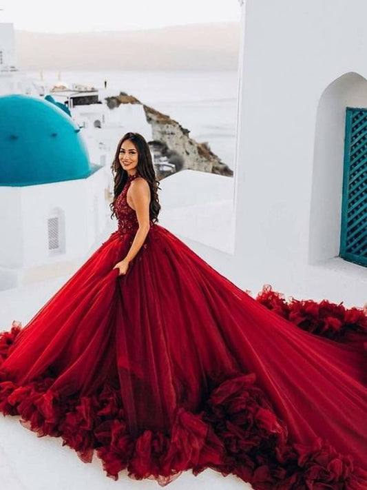 Luxury Burgundy Ball Gown Quinceanera Dress Crysatl Beaded Sweet 16 Dress Long Formal Prom Gowns c3094