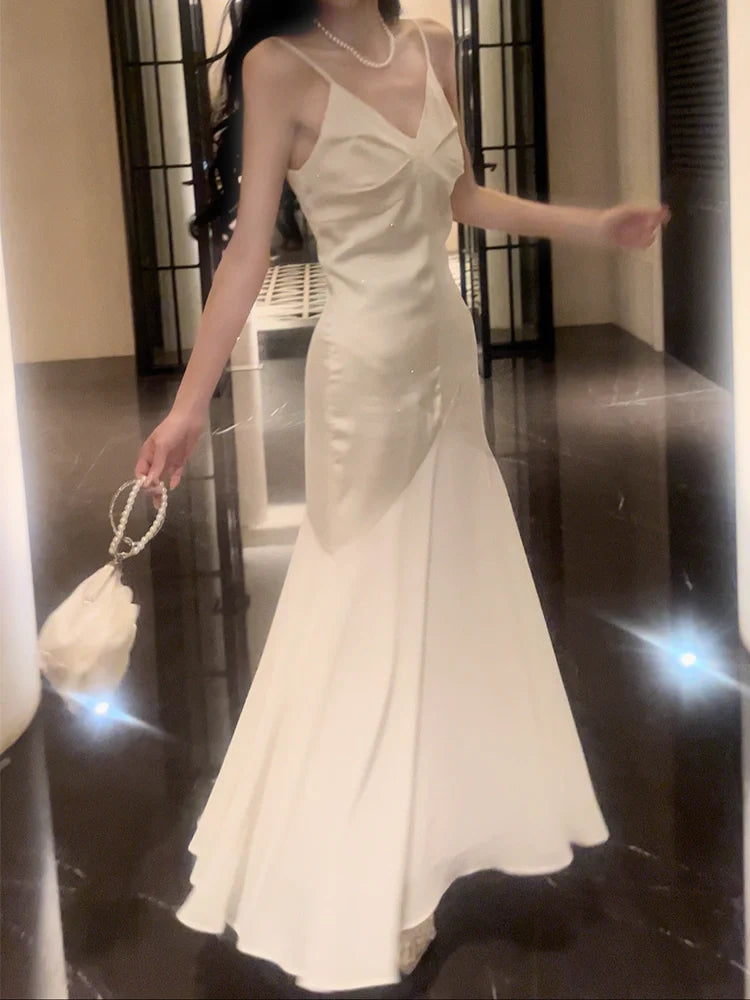 satin mermaid ruffle dress party evening dress S6103