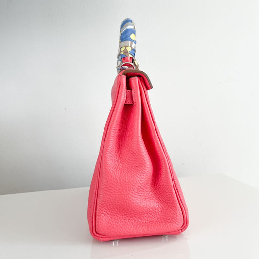 Hermes Rose Lipstick Togo Leather Kelly Retourne 28 Bag