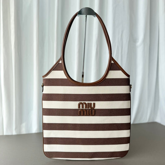 Miumiu Isetan tote hobo bag striped canvas