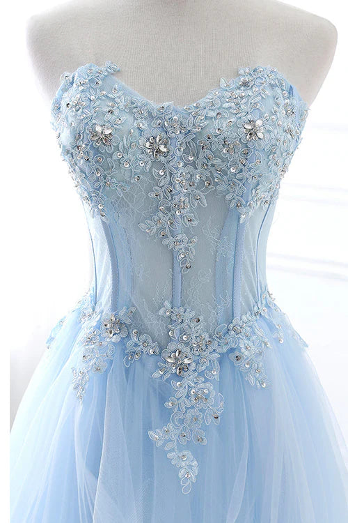 omberprom Fashion Light Blue Evening Dress Long Prom Dress A Line Off Shoulder Elegant