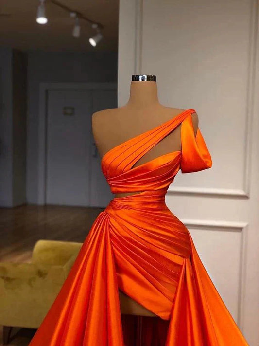 Orange Gorgeous Elegant Long Satin Ball Gowns Fashion Prom Dresses