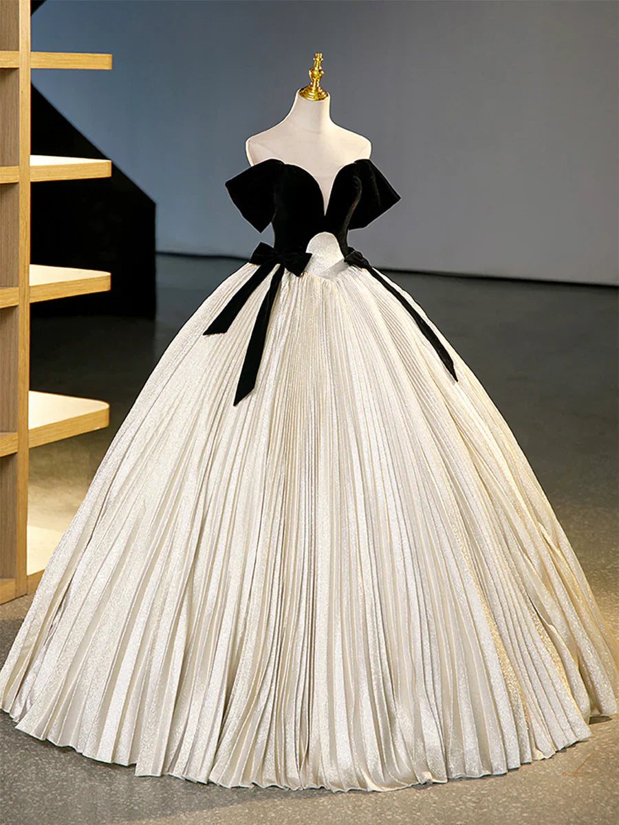 Black Velvet Long Prom Dress, Champagne A-Line Formal Dress Evening Dress TP356