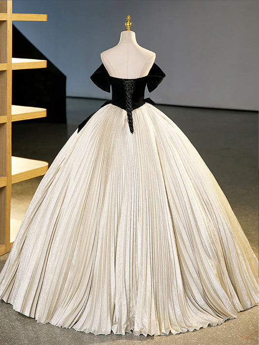 Black Velvet Long Prom Dress, Champagne A-Line Formal Dress Evening Dress TP356
