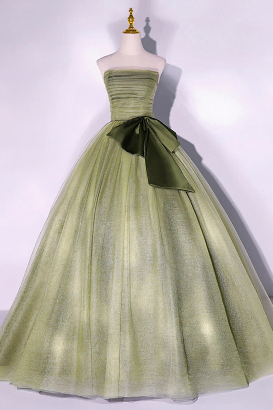 Green Strapless Tulle Long Formal Dress, A-Line Evening Party Dress TP574